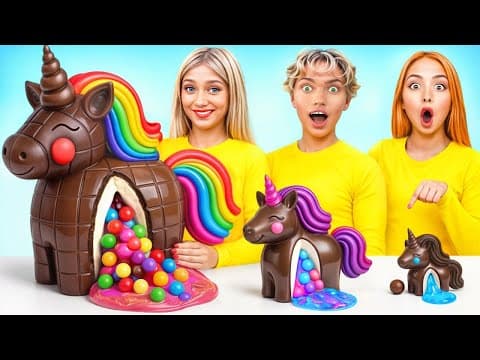 Reto de Comida Grande, Mediano y Pequeño | Trucos Divertidos con Chocolate del  Turbo Team
